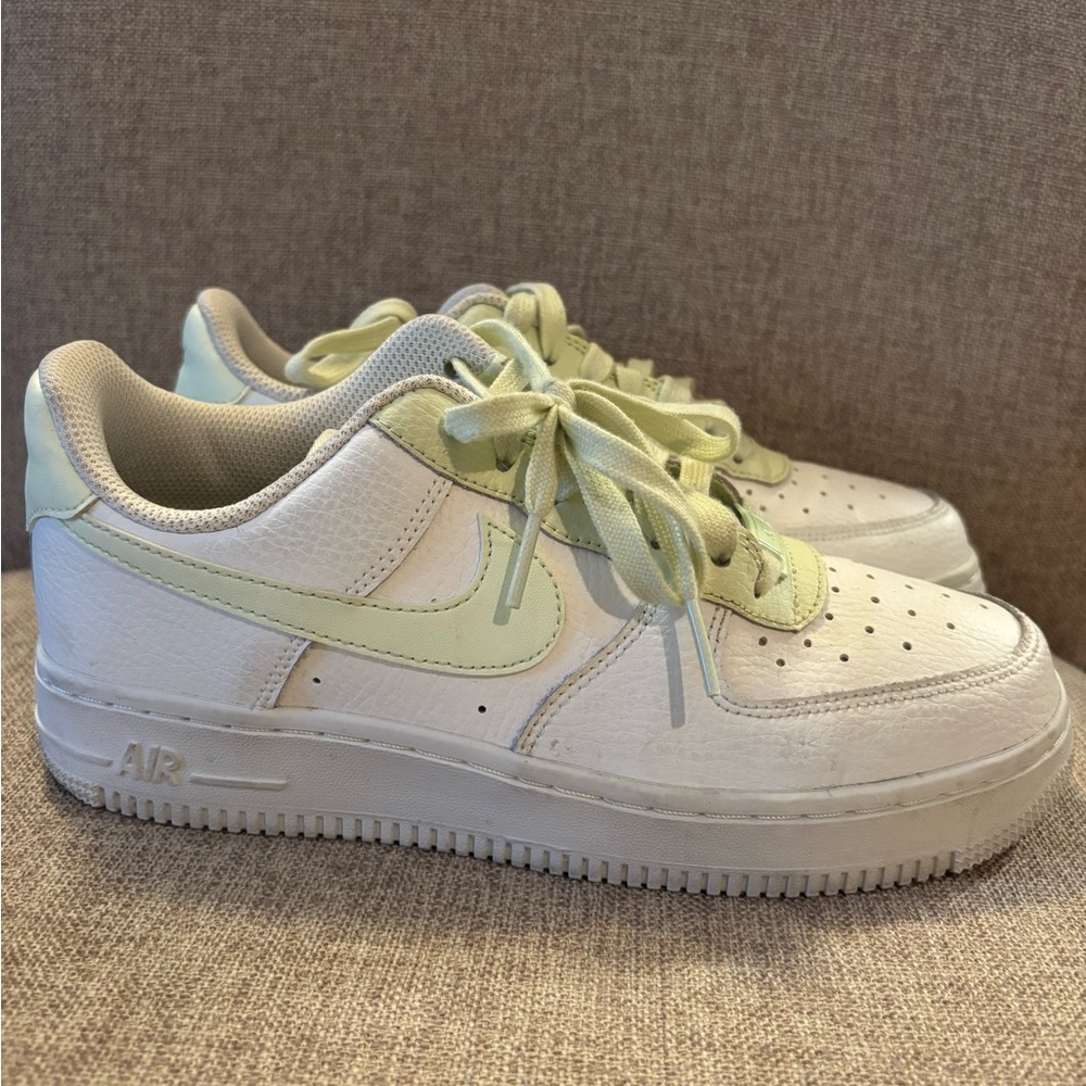 Nike Air Force White and Green Sneakers size 7